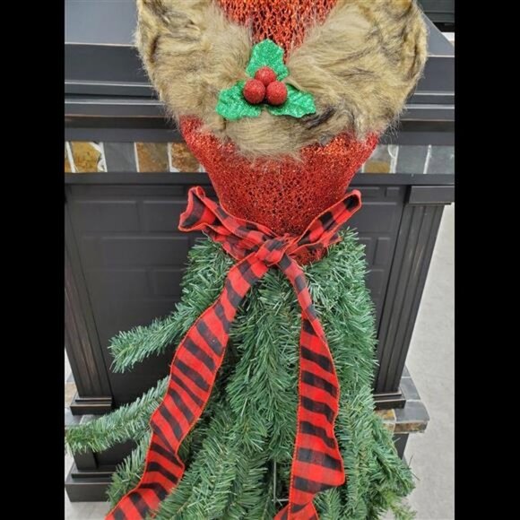 Christmas Tree Clear Lights 4Ft Pre-Lit LED Buffalo Check Dress Form Artificial - Picture 4 of 8